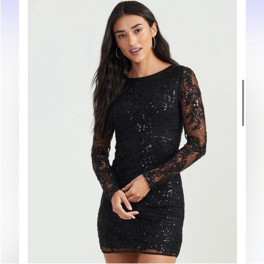 Altard state Blake sequin long sleeve dress in black